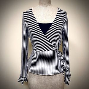H&M Divided Striped Wrap Blouse